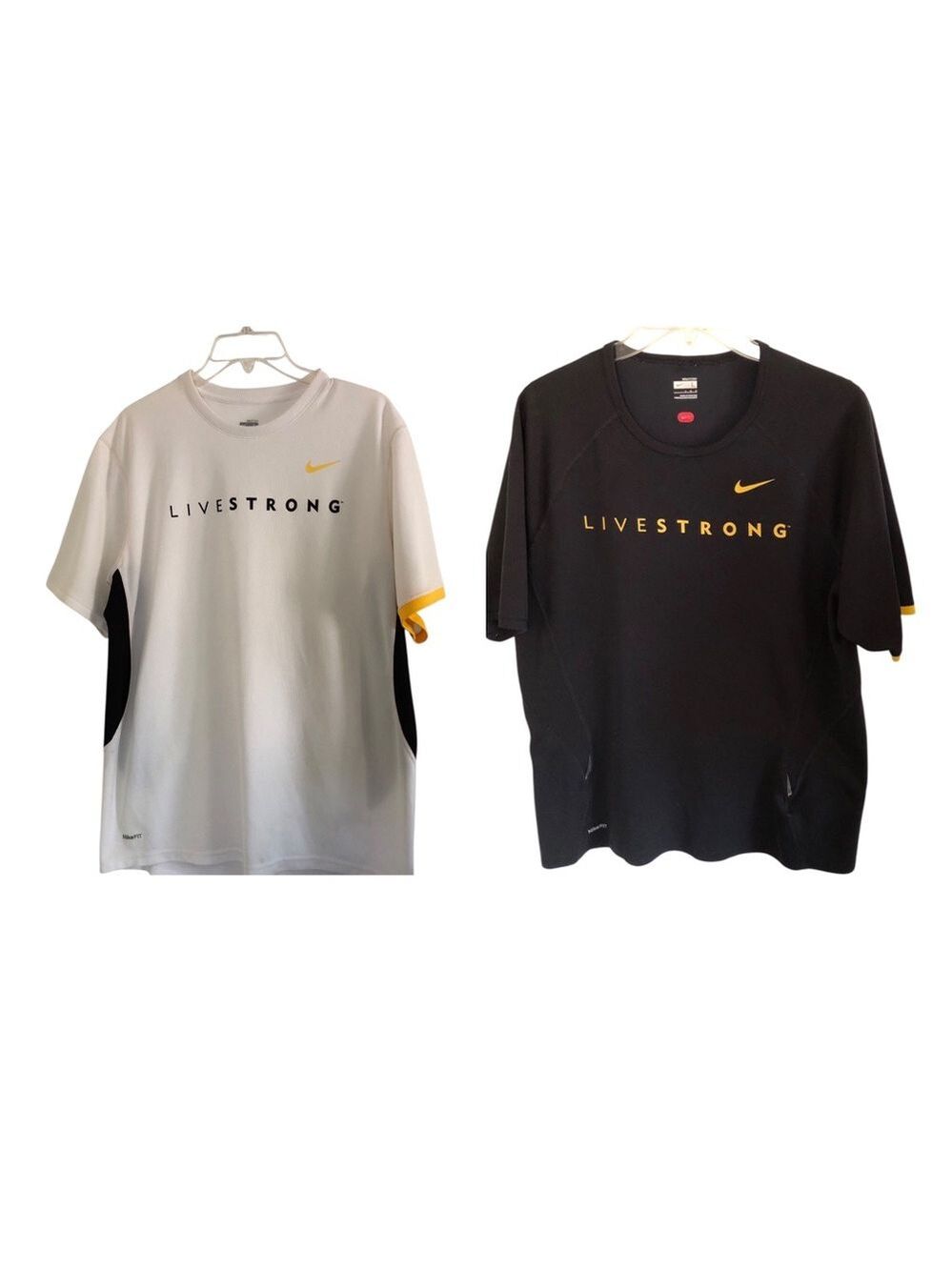 2 Nike Livestrong Fit Dry Performance Tee Shirts Sz Lg Cycling Moisture Wicking